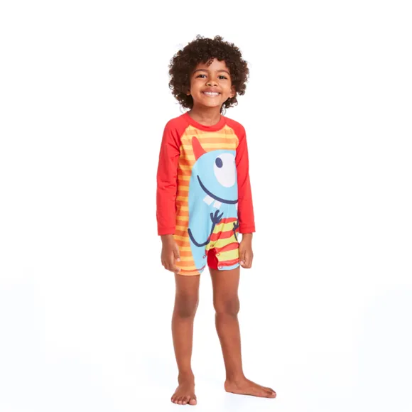 Macaquinho Praia Monstrinhos Divertidos Lycra Toddler Proteção Uv50+ Tip Top