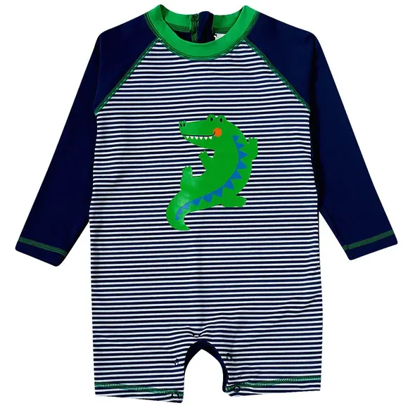 Macaquinho Praia Toddler Jacaré Geométrico Lycra Proteção Uv 50+ Tip Top