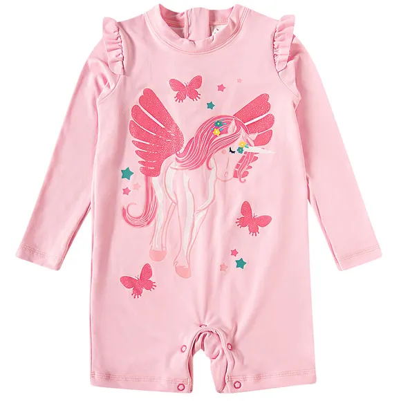 Macaquinho Praia Toddler Unicórnio Floral Lycra Proteção Uv 50+ Tip Top
