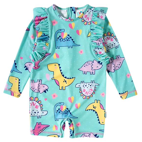 Macaquinho Praia Dina Love Elastano Toddler Proteção Uv 50+