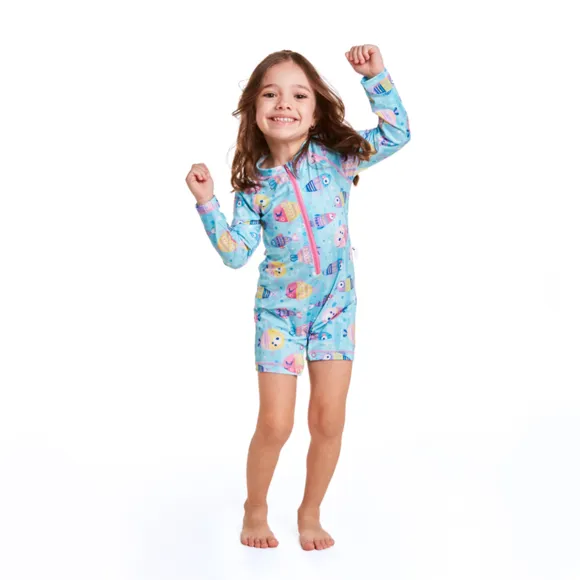 Macaquinho Praia Peixes Elastano Toddler Proteção Uv 50 Tip Top