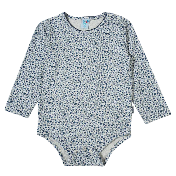 Body Manga Longa Blue Meia Malha Estampada Toddler Tip Top