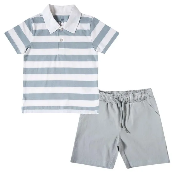 Conjunto Curto Listrado Toddler Malha Flamê Tip Top