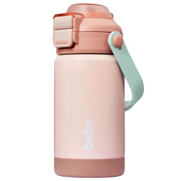 Garrafa Térmica Parede Dupla Com Canudo E Bico 360ml Blush Buba
