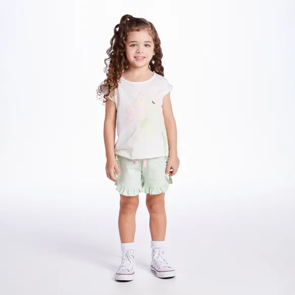 Conjunto Curto Toddler Unicórnio Malha Flamê Tip Top