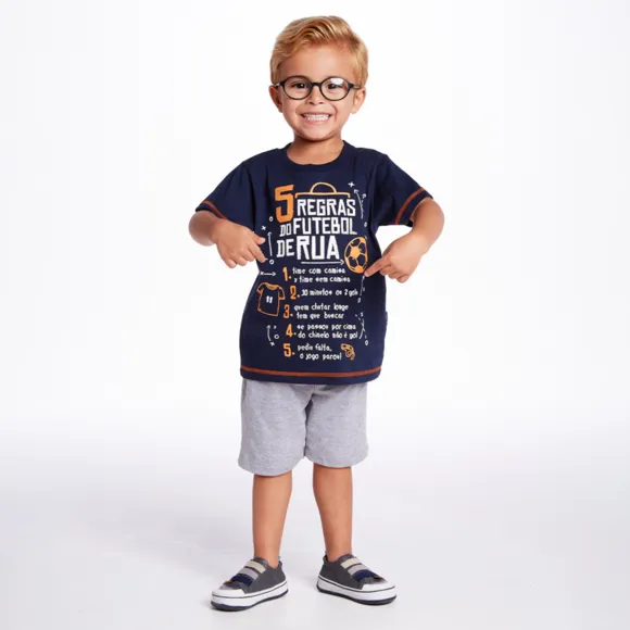 Conjunto Curto Toddler Football Meia Malha Tip Top