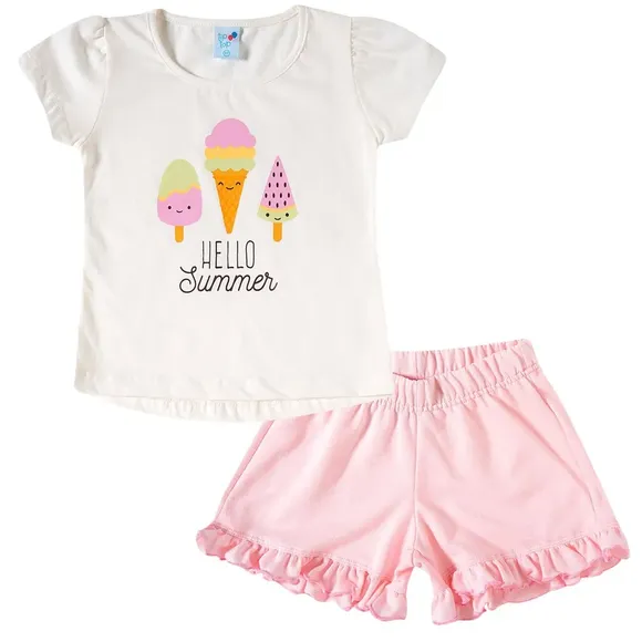 Conjunto Curto Toddler Sorvetinho Meia Malha Tip Top