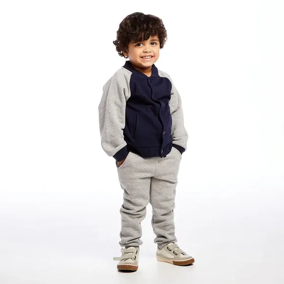 Conjunto Comprido Toddler Cinza Mescla Moletom Tip Top