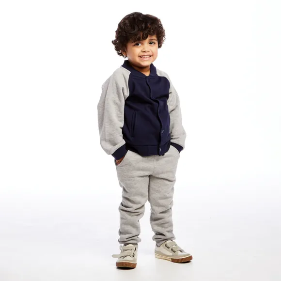Conjunto Comprido Toddler Cinza Mescla Moletom Tip Top