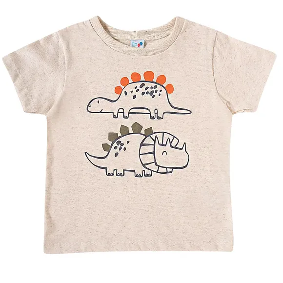 Camiseta Manga Curta Caqui Toddler Dino Malha Tip Top
