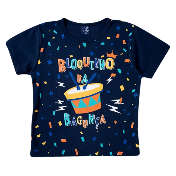 Camiseta Bloquinho Da Bagunça Meia Malha Toddler Tip Top