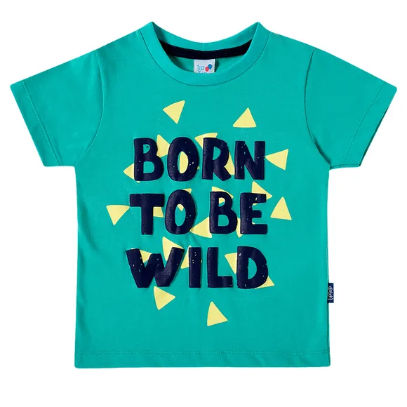 Camiseta Manga Curta Verde Dino Meia Malha Toddler Tip Top
