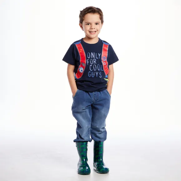 Camiseta Manga Curta Toddler Escolar Meia Malha Tip Top