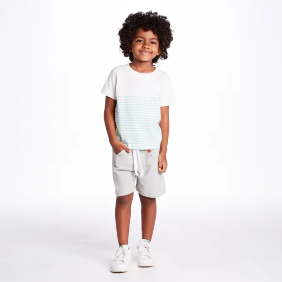 Camiseta Manga Curta Toddler Listrada Meia Malha Tip Top