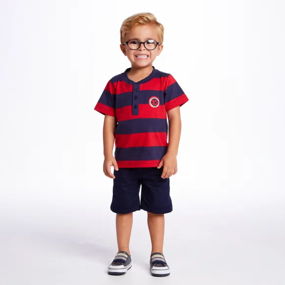 Camiseta Manga Curta Toddler Football Meia Malha Fio Tinto Tip Top