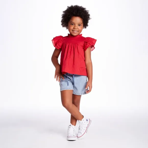 Blusa Manga Curta Toddler Festivo Plano Tip Top