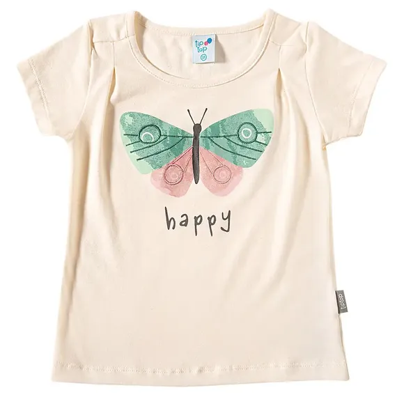 Blusa Manga Curta Toddler Borboleta Cotton Tip Top