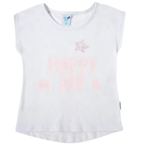 Blusa Manga Curta Toddler Happy Day Malha Tip Top