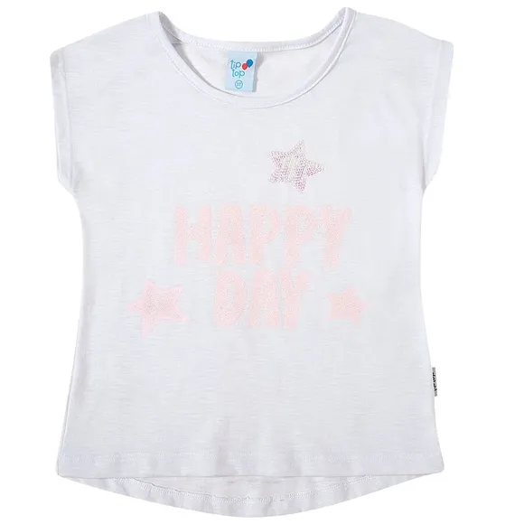 Blusa Manga Curta Toddler Happy Day Malha Tip Top