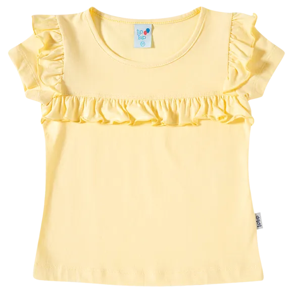 Blusa Manga Curta Com Babados Meia Malha Toddler Tip Top
