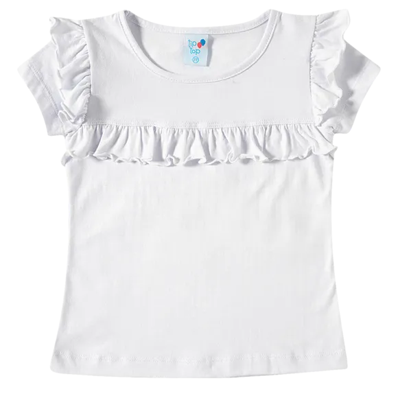 Blusa Manga Curta Com Babados Meia Malha Toddler Tip Top