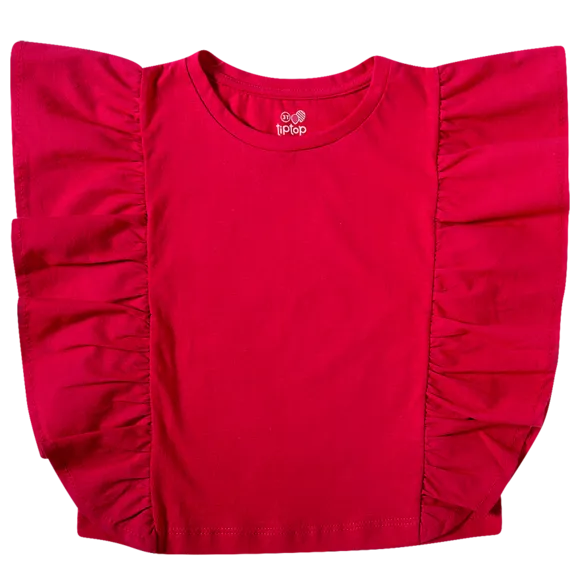 Blusa Festiva Manga Curta Meia Malha Toddler Tip Top