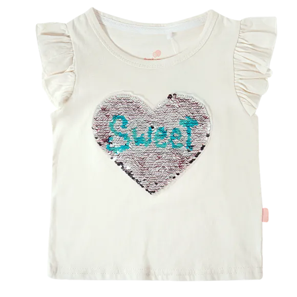 Blusa Manga Curta Estampa Em Paetê Meia Malha Toddler Tip Top