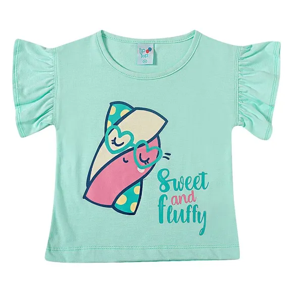 Blusa Toddler Manga Curta Verde Água Meia Malha Tip Top