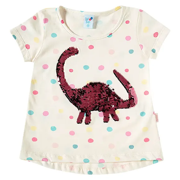 Blusa Manga Curta Toddler Dina Meia Malha Tip Top