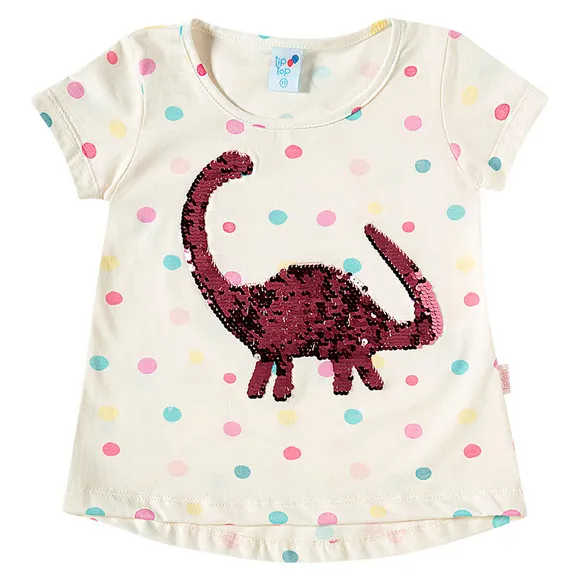 Blusa Manga Curta Toddler Dina Meia Malha Tip Top