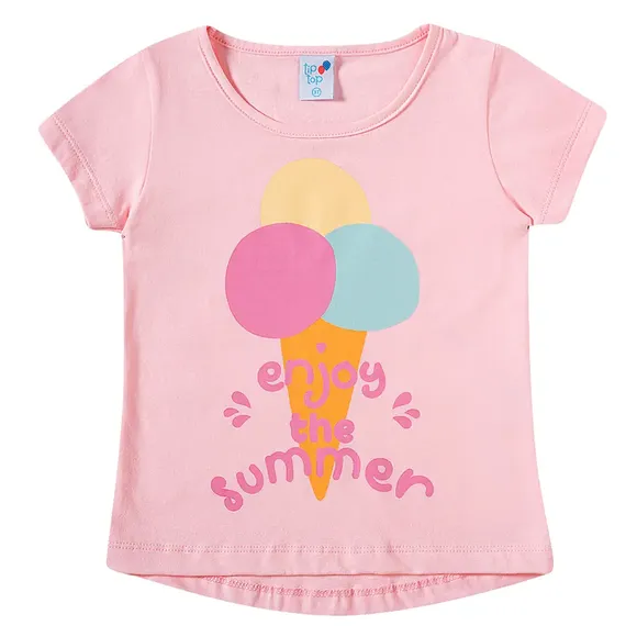 Blusa Manga Curta Toddler Sorvetinho Meia Malha Tip Top