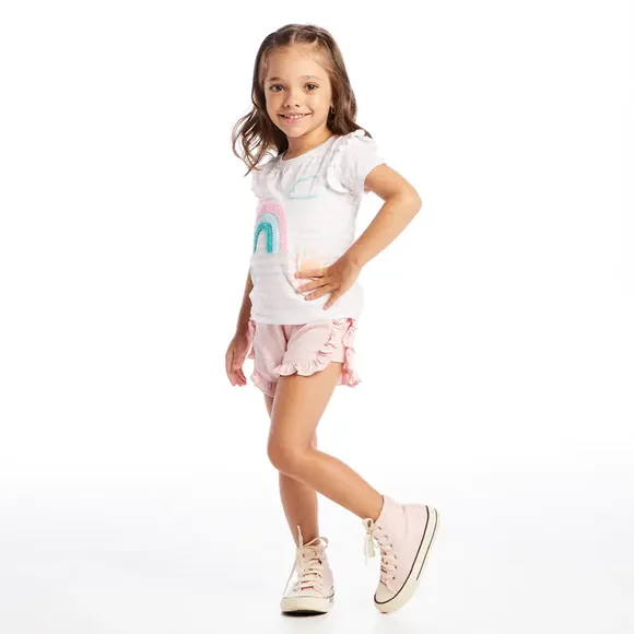 Blusa Rosa Toddler Dina Meia Malha Tip Top