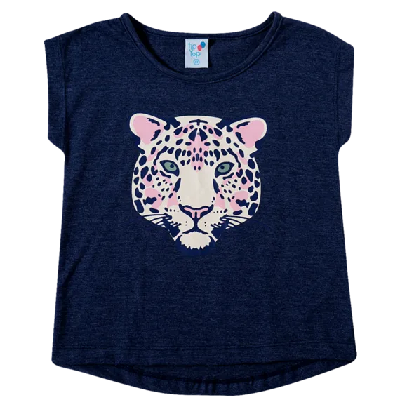 Blusa Manga Curta Toddler Oncinha Meia Malha Tip Top