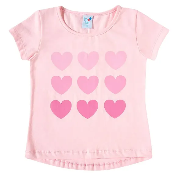 Blusa Manga Curta Toddler Coraçãozinho Meia Malha Tip Top