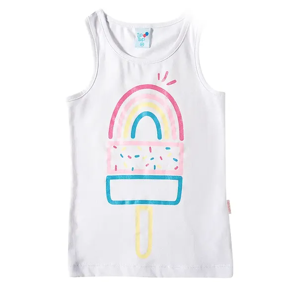 Blusa Regata Toddler Sorvete Meia Malha Tip Top