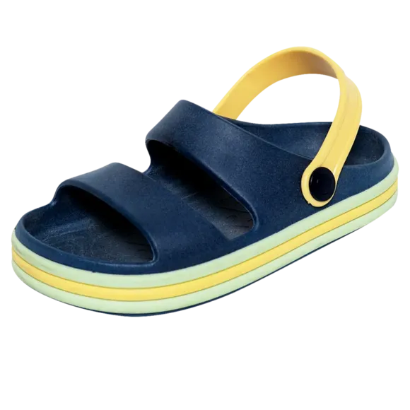 Clog Toddler Marinho Com Detalhes Em Amarelo E Verde Tip Top
