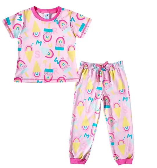 Pijama Curto Soverte Meia Malha Estampada Toddler Tip Top