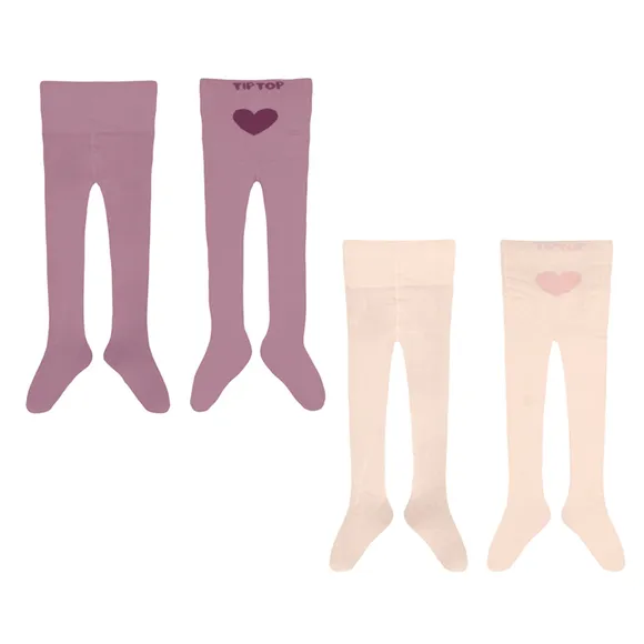 Kit Com 2 Meia Calcas Menina Bebê Coração