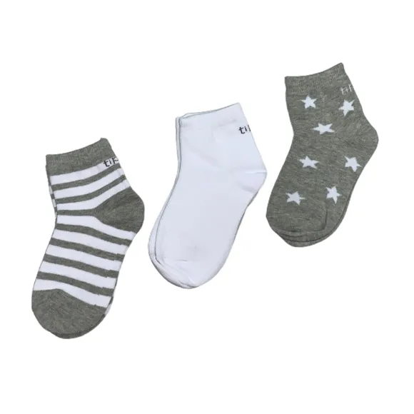 Kit 3 Pares De Meias Cinza Toddler