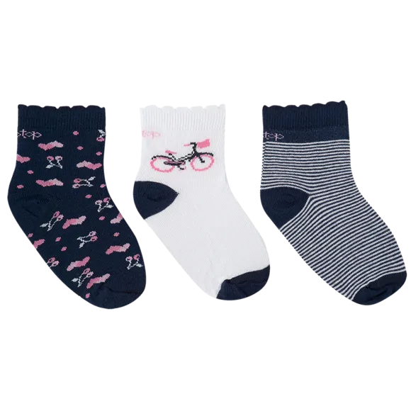 Kit 3 Pares De Meia Floral Tip Top