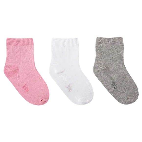 Kit 3 Pares De Meias Lisas Toddler Tip Top