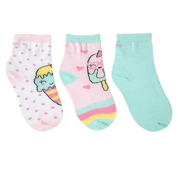 Kit 3 Pares De Meias Estampadas Sorvete Tip Top