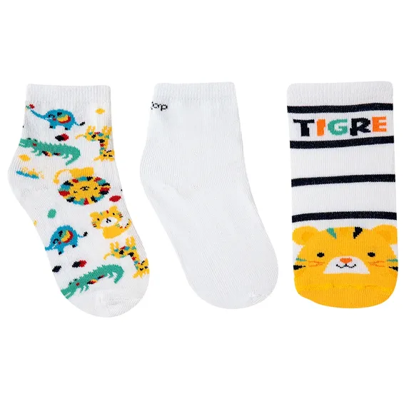 Kit 3 Pares De Meias Estampadas Tigrinho Tip Top