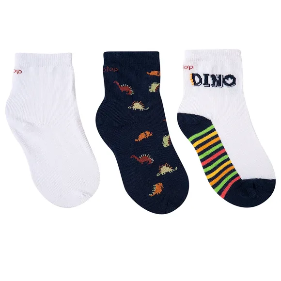 Kit 3 Pares De Meias Estampadas Dino Tip Top