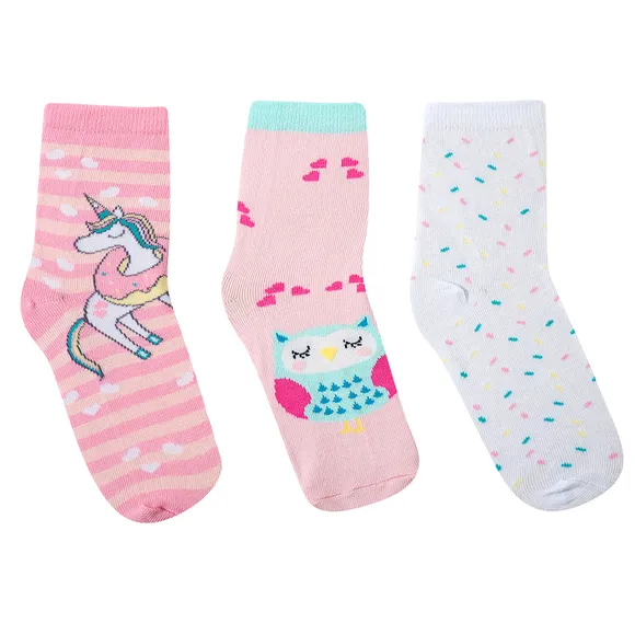 Kit 3 Pares De Meia Unicórnio Coruja E Confeite Bebê Tip Top