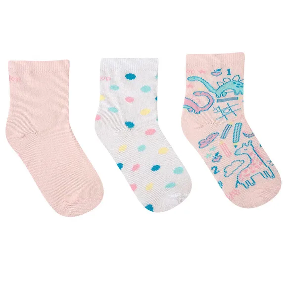 Kit 3 Pares De Meia Estampada Dina Tecido Plano Tip Top