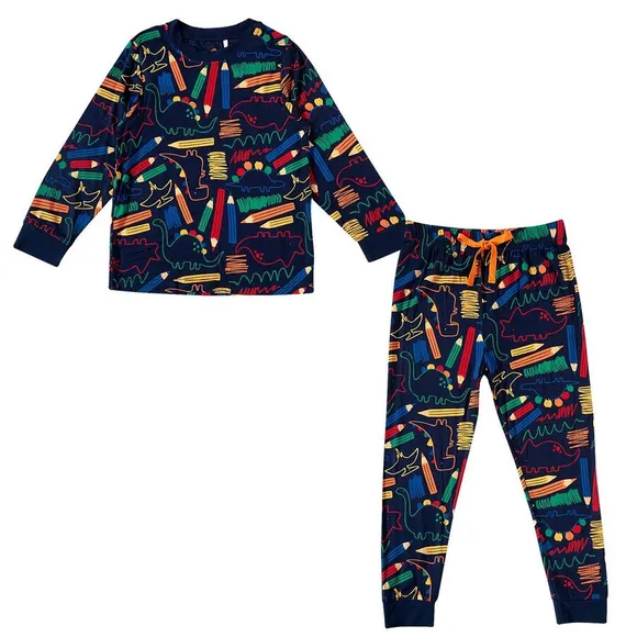 Pijama Longo Toddler Dino Rabisco Malha Com Elastano Tip Top