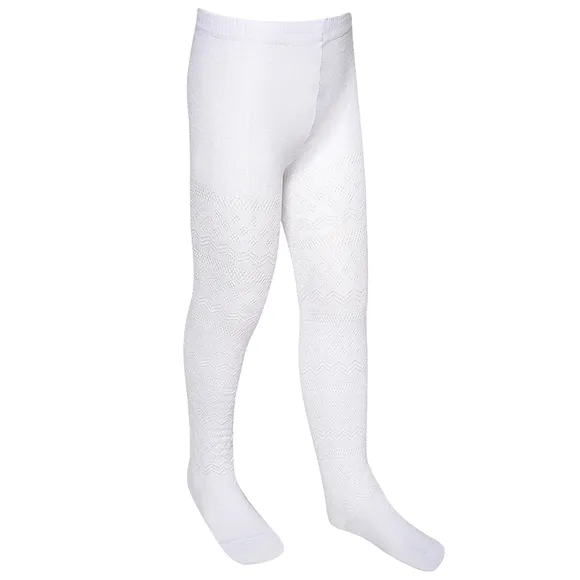 Meia Calça Lisa Branco Com Detalhes Tip Top