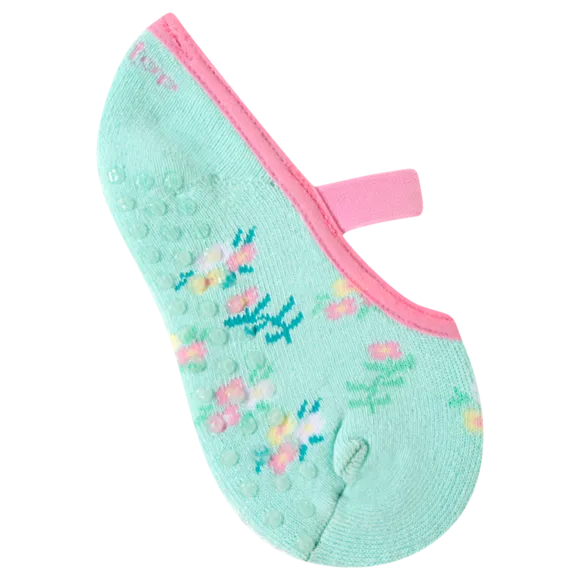 Meia Sapatilha Floral Verde Água Toddler Tip Top