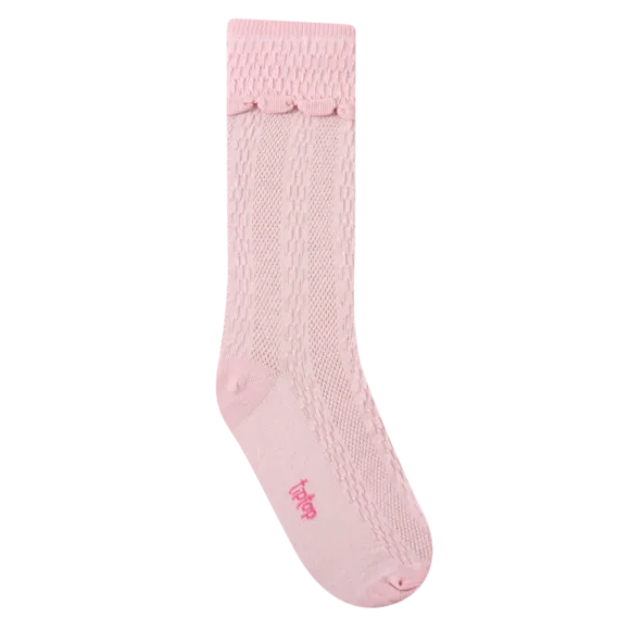 Meia 3/4 Estampa Lisa Com Listras Toddler Tip Top